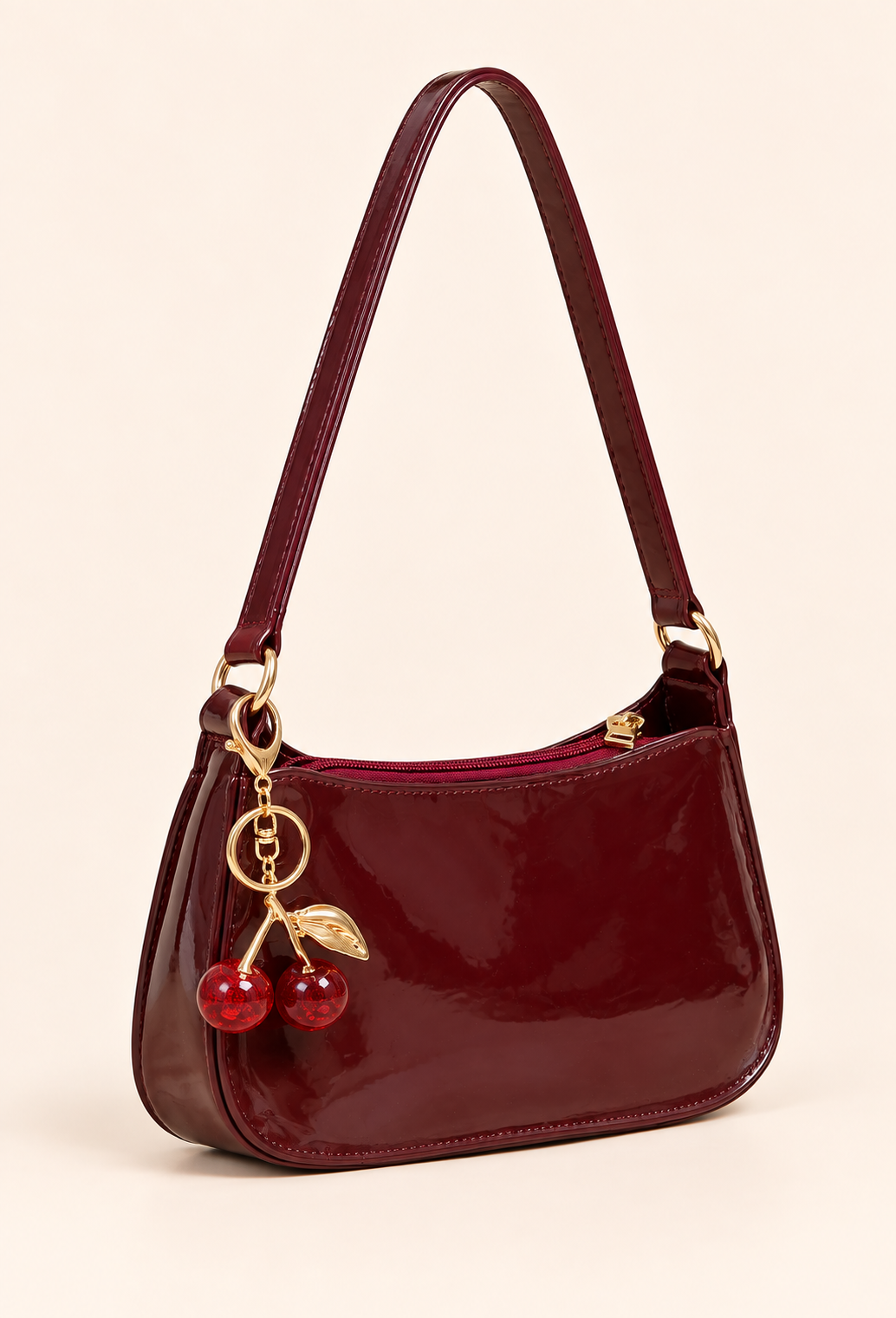 Women's Shoulder Bag with Cherry Charm