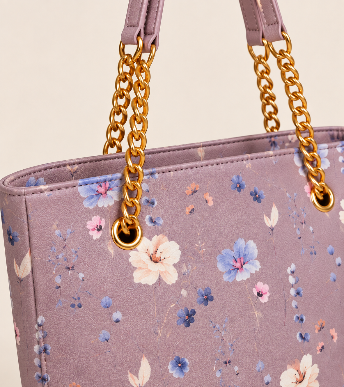 Floral Chain Tote Bag – Dusty Rose
