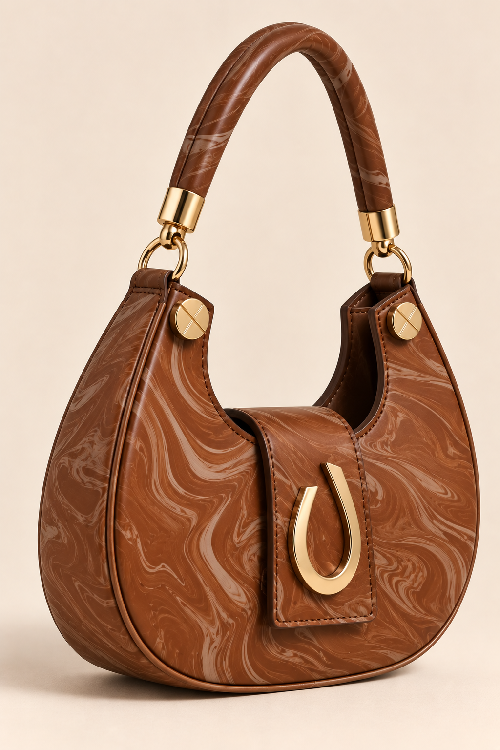 Marble Luxe Hobo Bag – Caramel Brown
