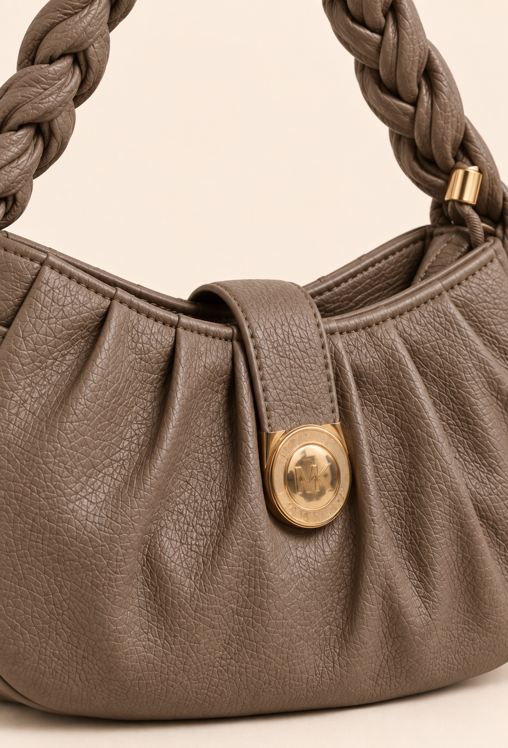 Braided Hobo Shoulder Bag – Dull Beige
