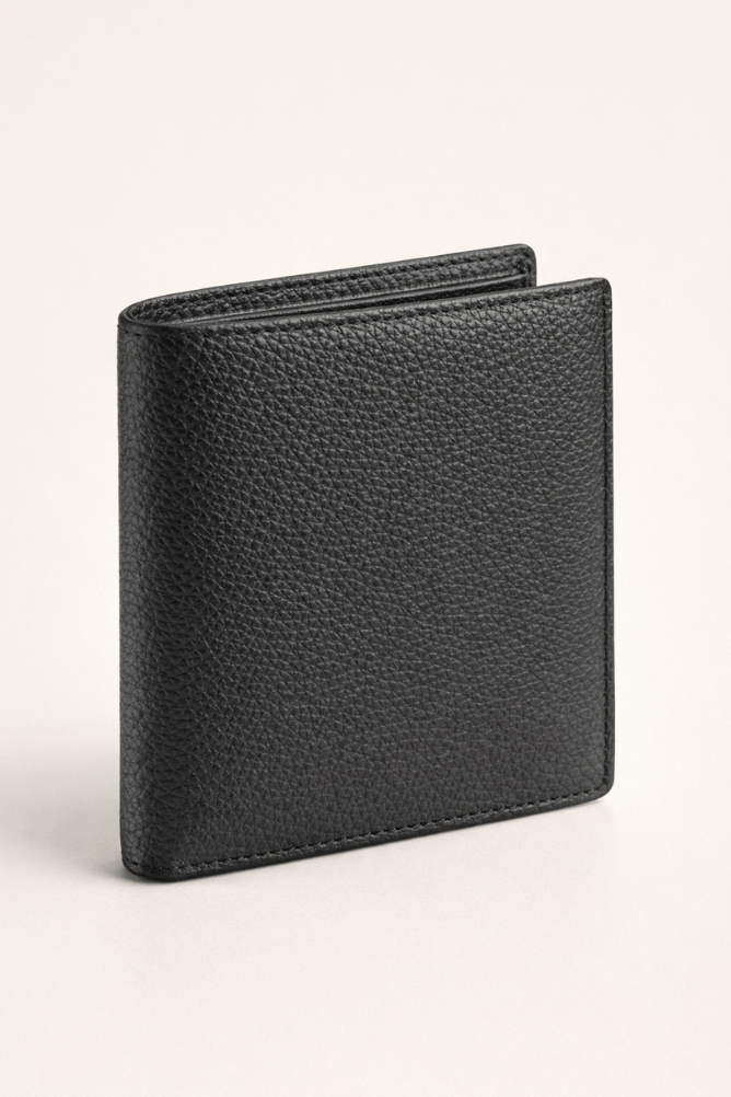 Classic Textured Leather Wallet for Men – Black & Brown Bi-Fold