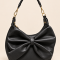 Roselle Bow Hobo Bag — All Black