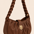 Braided Hobo Shoulder Bag – Brown