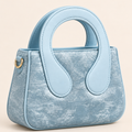 Luxe Textured Structured Handbag — Pastel Blue