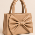 Luxe Bow Structured Tote – Brown