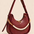 Pearl Chain Hobo Bag — Crocodile Pattern