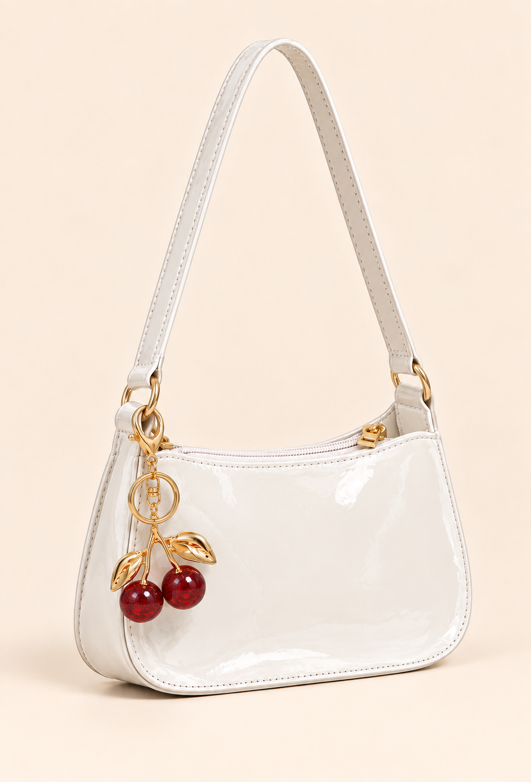 Women's Shoulder Bag with Cherry Charm