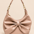 Roselle Bow Hobo Bag — Beige