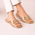 Luxury Gold Chain Strap Flat Sandals for Women