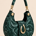 Marble Luxe Hobo Bag – Forest Green