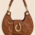 Marble Luxe Hobo Bag – Caramel Brown