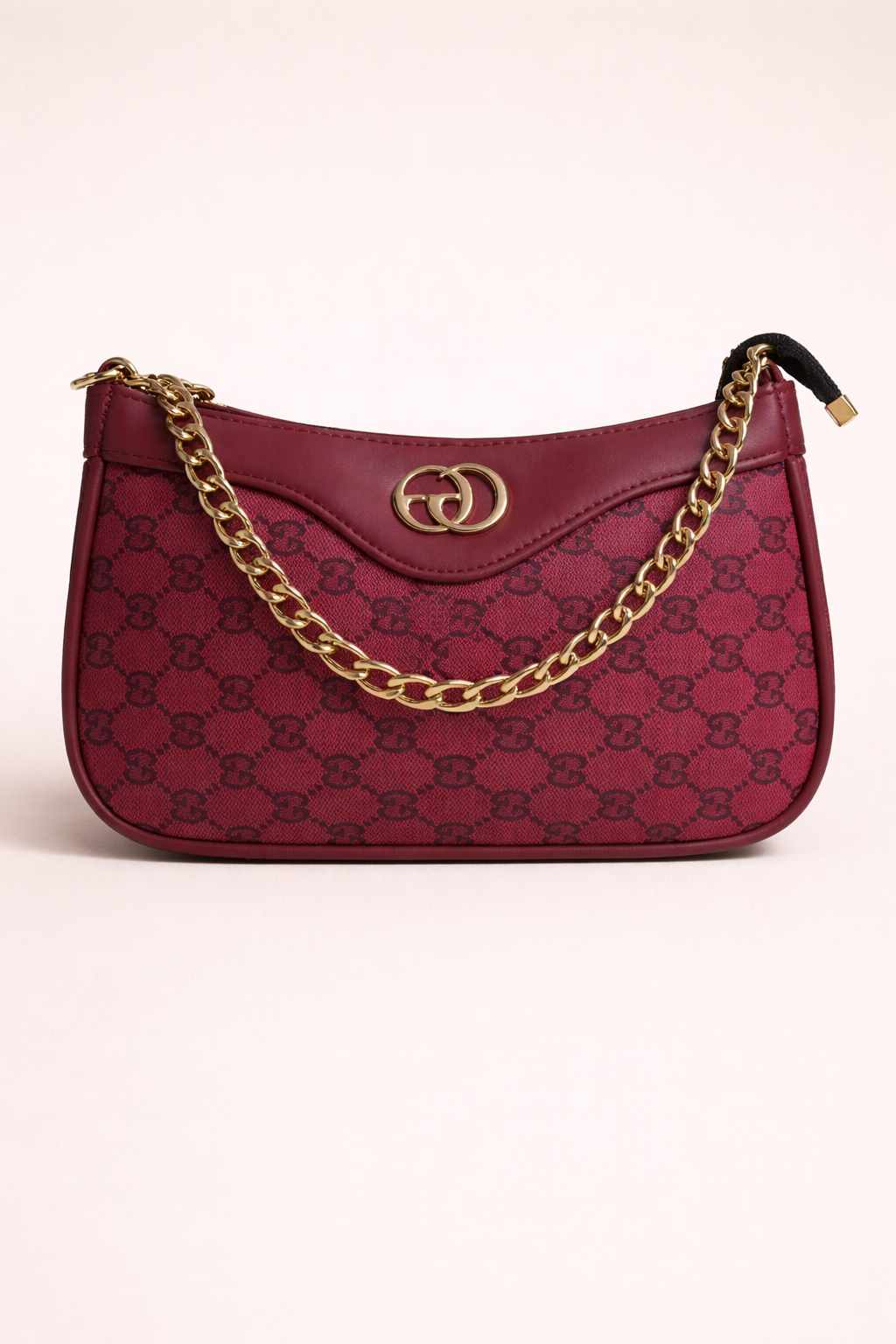 Trendy brown shoulder bag with gold chain, perfect for party wear