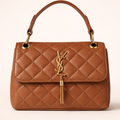 Quilted Leather Handbag Gold Chain Tassel Evening Style