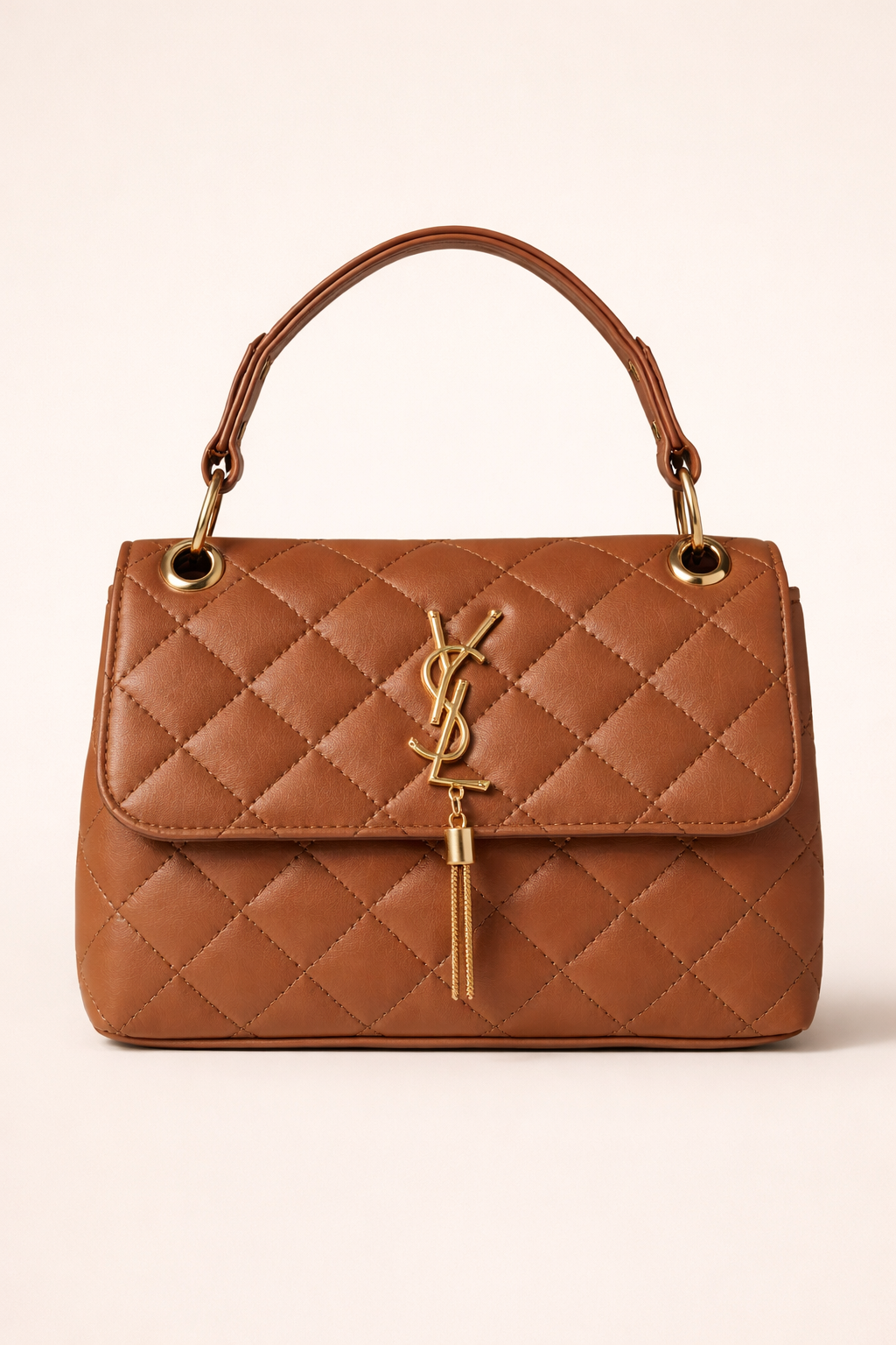 Quilted Leather Handbag Gold Chain Tassel Evening Style