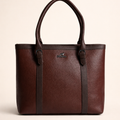 Two Tone Grained Leather Tote Professional Office Handbag