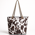 Cow Print Large Tote Chain Handle Casual Wear