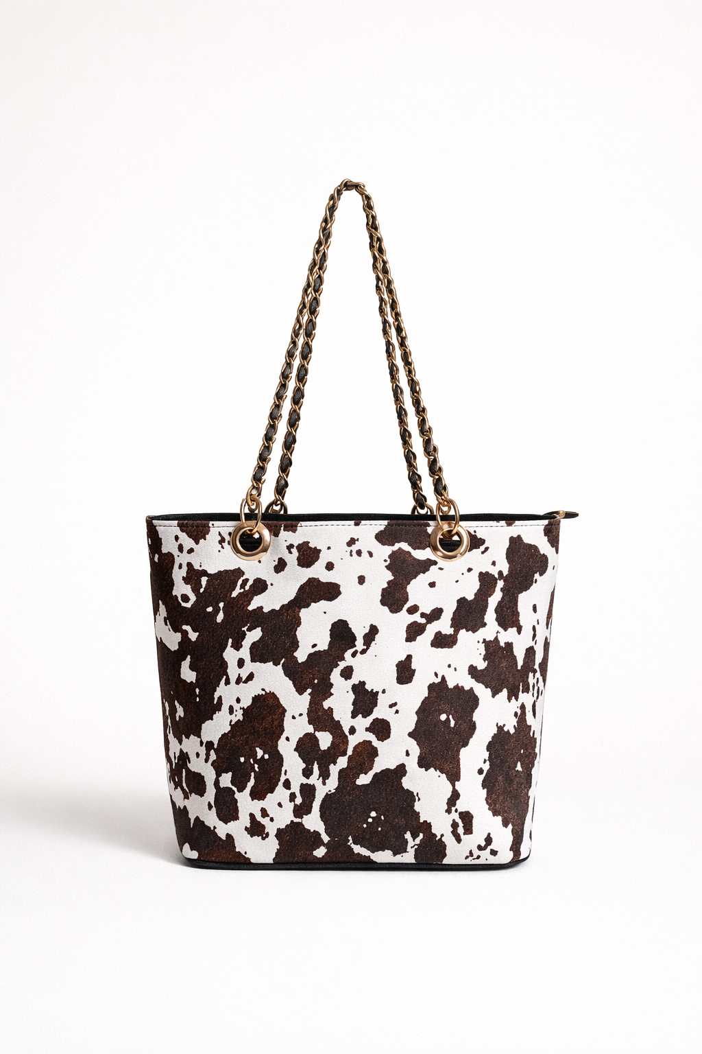 Cow Print Large Tote Chain Handle Casual Wear