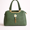 Sage Green Textured Satchel Floral Charm Everyday Bag