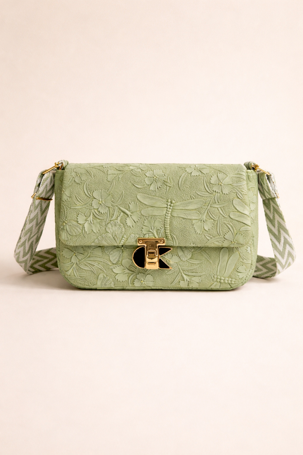 Embossed Floral Crossbody Bag Patterned Strap Daily Wear